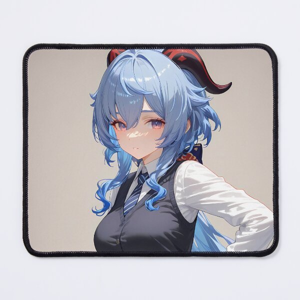 Item preview, Ganyu Genshin Impact Office Elegance Blue Hair Confident Pose designed and sold by PMartistStudio.
