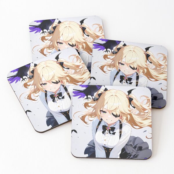 Item preview, Fischl Genshin Impact Raven Feathers Wind White Background designed and sold by PMartistStudio.