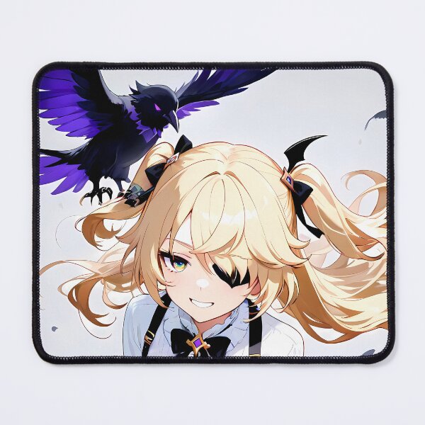 Item preview, Fischl Genshin Impact Raven Feathers Wind White Background designed and sold by PMartistStudio.