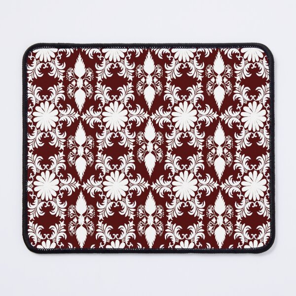 Item preview, White ornate floral lace pattern on deep burgundy designed and sold by AdesignbyG.
