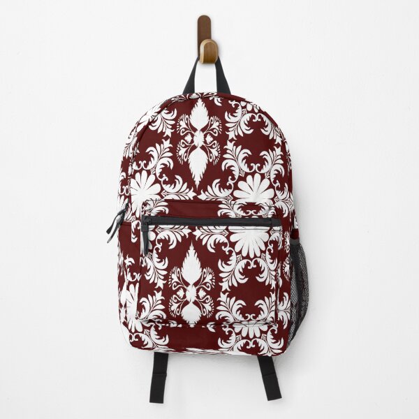Item preview, White ornate floral lace pattern on deep burgundy designed and sold by AdesignbyG.