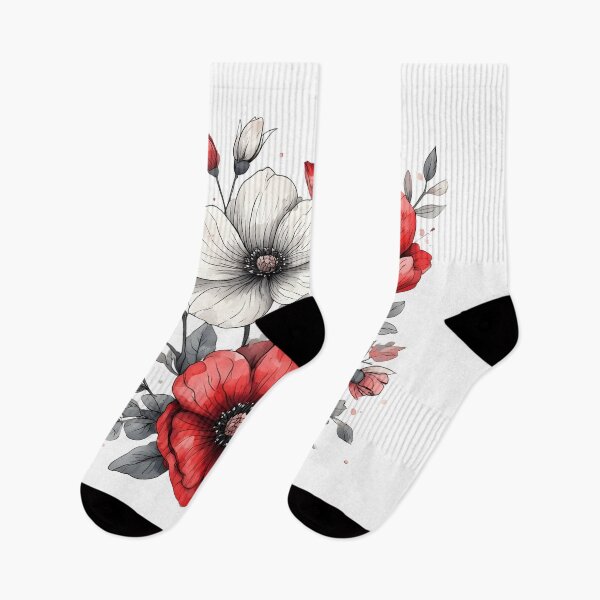 Item preview, Red and White Floral Bouquet – Elegant Watercolor Poppy Design designed and sold by Karolina’s Cozy Creations.