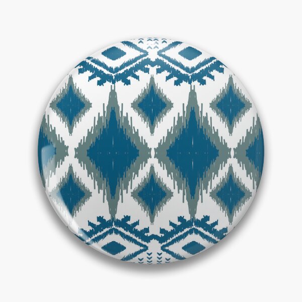 Item preview, Geometric ikat blue and green ethnic diamond textile pattern designed and sold by AdesignbyG.