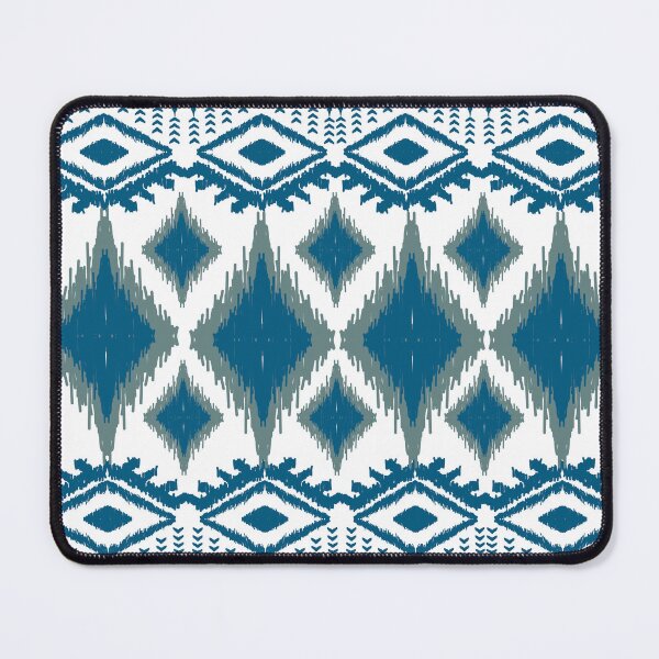 Item preview, Geometric ikat blue and green ethnic diamond textile pattern designed and sold by AdesignbyG.
