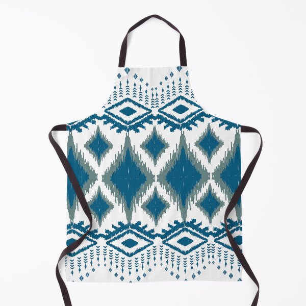 Item preview, Geometric ikat blue and green ethnic diamond textile pattern designed and sold by AdesignbyG.