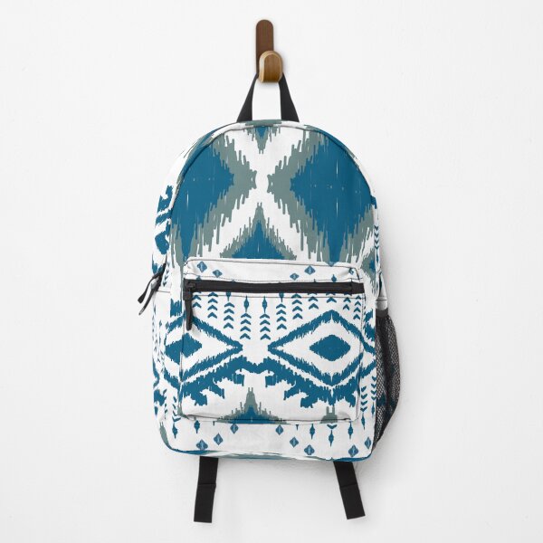 Item preview, Geometric ikat blue and green ethnic diamond textile pattern designed and sold by AdesignbyG.