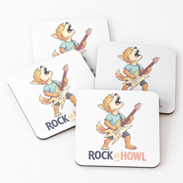 Item preview, Rock and Howl Wolf Guitar Funny Music Art designed and sold by SoftSproutstu.