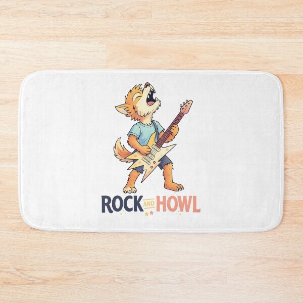 Item preview, Rock and Howl Wolf Guitar Funny Music Art designed and sold by SoftSproutstu.