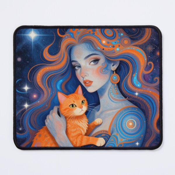 Item preview, Blue and Orange Woman with a Cat designed and sold by Simplybe1.