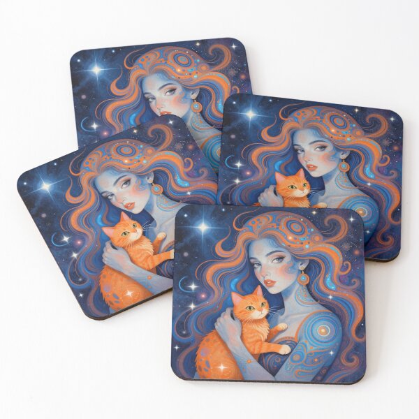 Item preview, Blue and Orange Woman with a Cat designed and sold by Simplybe1.