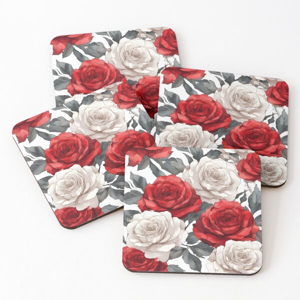 Item preview, Red and White Roses Pattern – Elegant Floral Watercolor Design designed and sold by Karolina’s Cozy Creations.