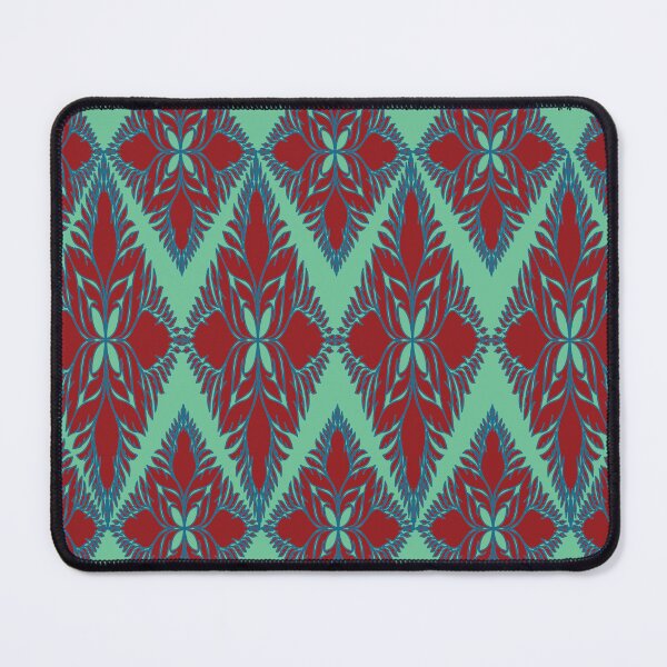 Item preview, Vibrant mint and crimson ikat geometric pattern designed and sold by AdesignbyG.
