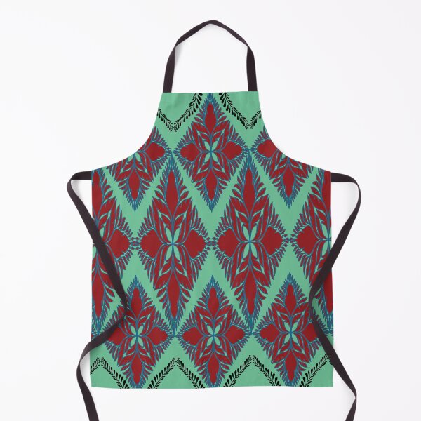 Item preview, Vibrant mint and crimson ikat geometric pattern designed and sold by AdesignbyG.