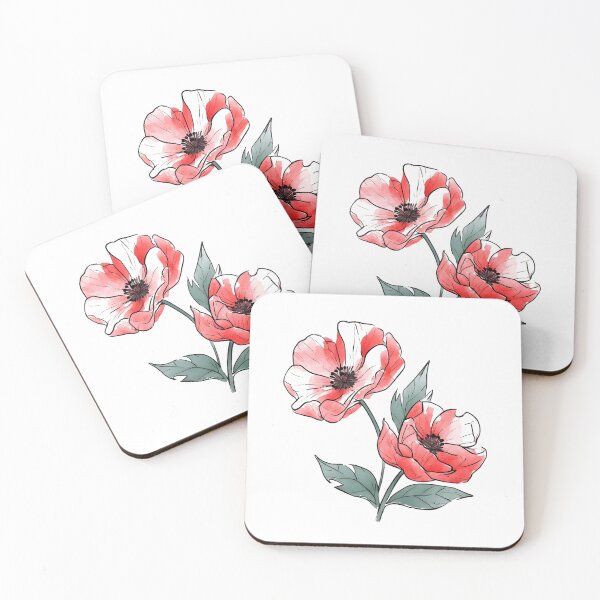 Artikelvorschau, Zarte rote Mohnblumen – Minimalistische Aquarell-Blumenkunst entworfen und verkauft von Karolina’s Cozy Creations.
