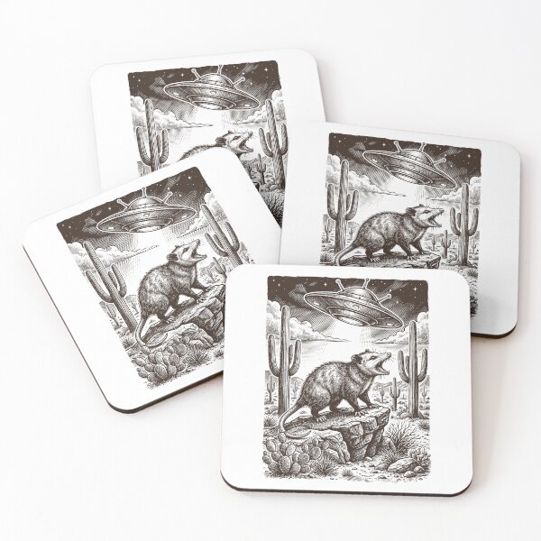 Item preview, Screaming Opossum Cowboy - Chaos Desert UFO Art designed and sold by Krasnovaovaova.