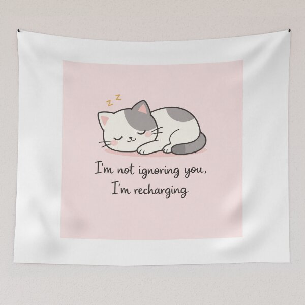 Item preview, I’m Not Ignoring You I’m Recharging – Cute Introvert Cat Sleeping Aesthetic designed and sold by RushVibeWear.
