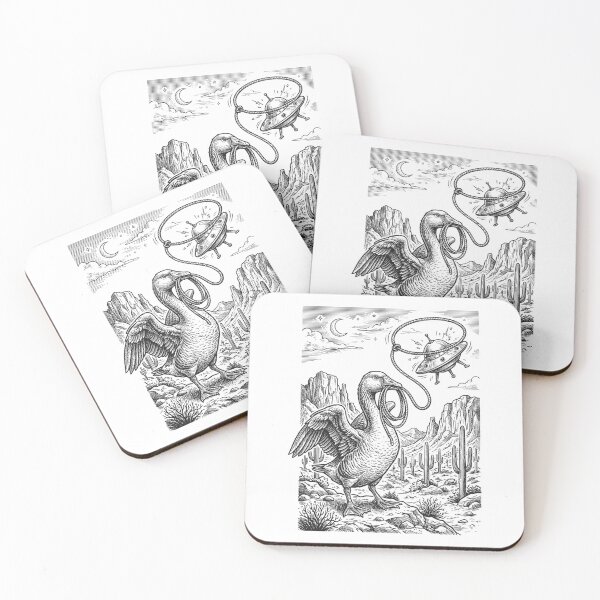 Item preview, Funny Cowboy Goose Lassoing UFO - Space Western Art designed and sold by Krasnovaovaova.