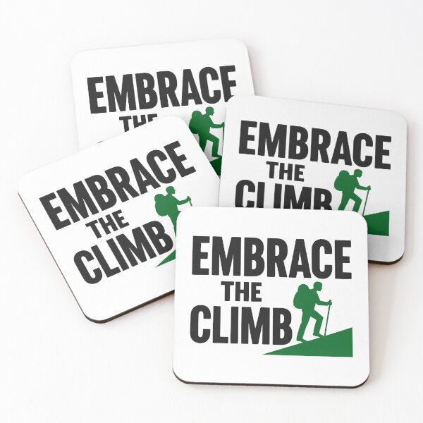 Item preview, Minimalist Embrace The Climb Hiking Silhouette Typography Art designed and sold by FunFitLife Studio.