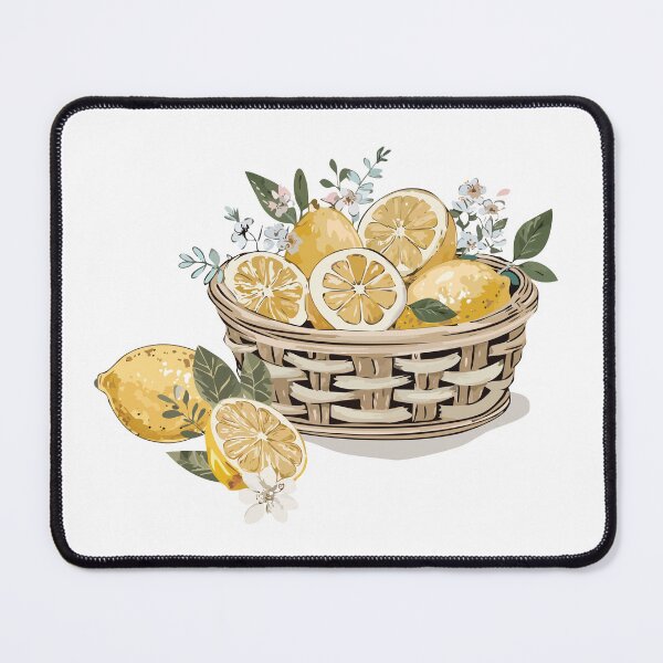 Item preview, Botanical Cottagecore Lemon in rattan basket Illustration designed and sold by storieslanguage.