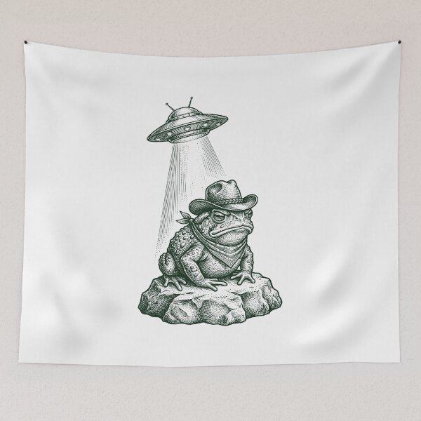 Item preview, Cottagecore Frog Cowboy Alien Abduction - Desert Art designed and sold by Krasnovaovaova.
