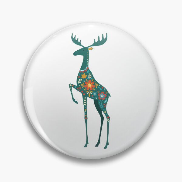Item preview, Slender Floral Folk Art Moose – Scandinavian Folk Art by heidiannemorris © designed and sold by FOLK ART FUSION by heidiannemorris.