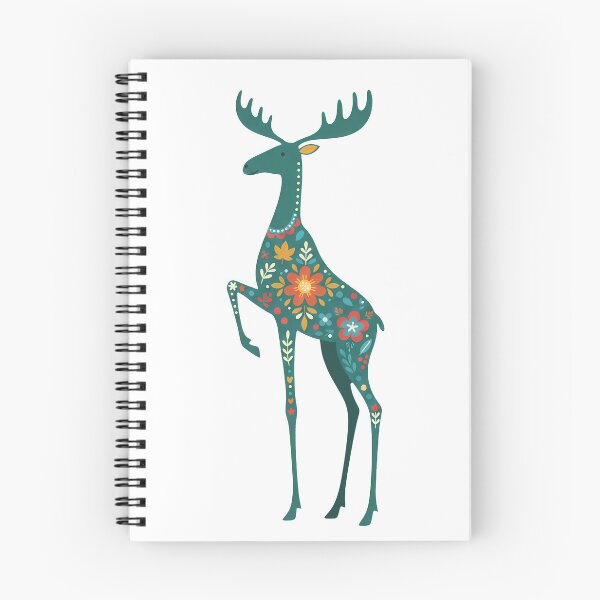 Item preview, Slender Floral Folk Art Moose – Scandinavian Folk Art by heidiannemorris © designed and sold by FOLK ART FUSION by heidiannemorris.