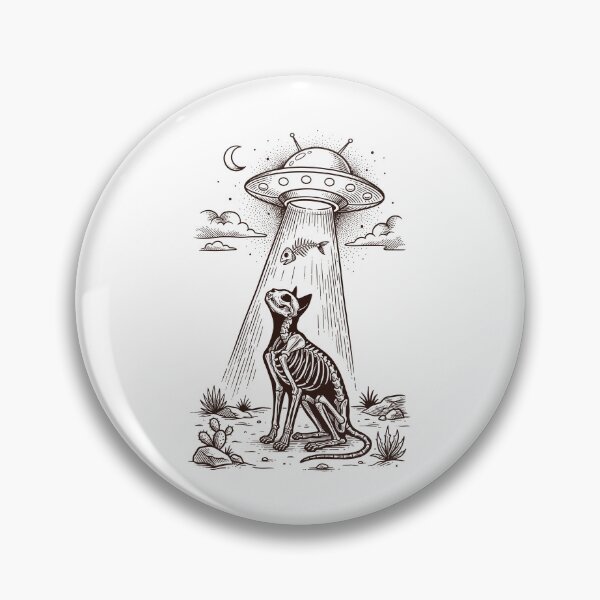 Item preview, Sphynx Cat Skeleton UFO - Macabre Gothic Engraving designed and sold by Krasnovaovaova.
