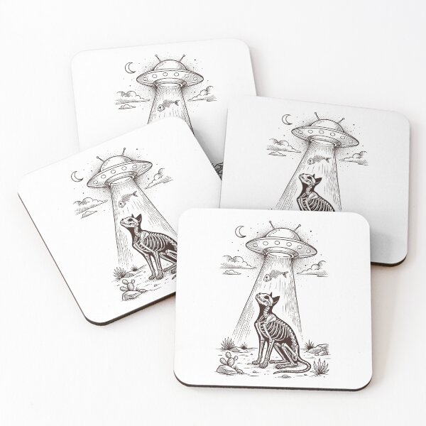 Item preview, Sphynx Cat Skeleton UFO - Macabre Gothic Engraving designed and sold by Krasnovaovaova.
