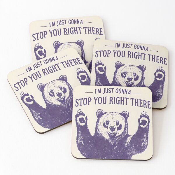 Item preview, Funny animal shut up bear hands up stop halt designed and sold by BigMRanch.