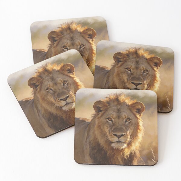 Item preview, Majestic Lion in Savannah Painting – African Wildlife Wall Art designed and sold by QuietCanvasArtworks.