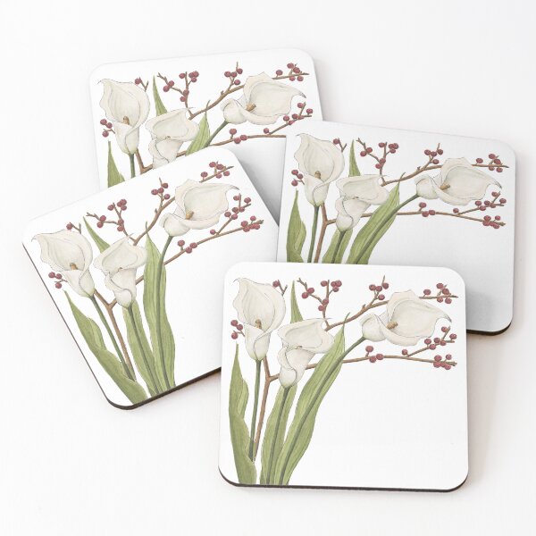 Artikelvorschau, Weihnachtsdesign mit weißer Calla-Lilie entworfen und verkauft von NaughtyFlorals.