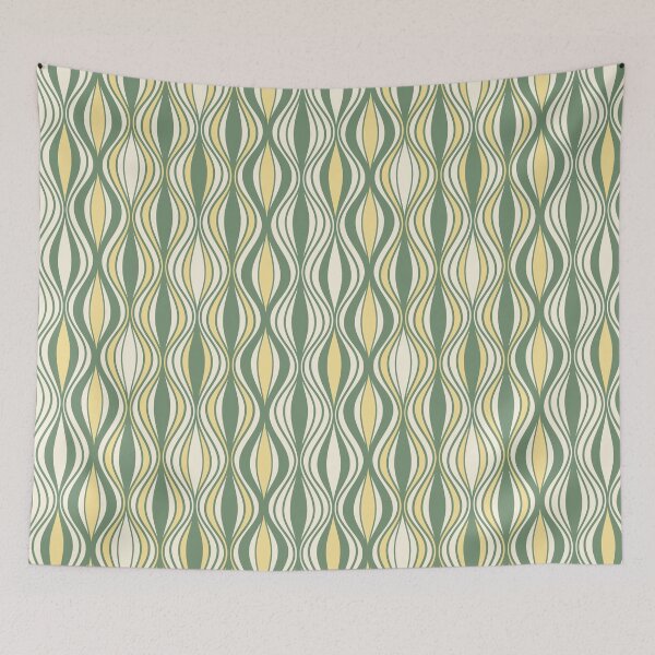 Item preview, Meadow Rhythm – Earthy Green Retro Wave Pattern designed and sold by Helmina Groper.