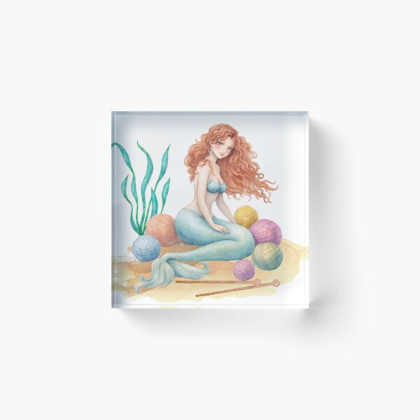 Item preview, Mermaid princess knitter knitting needles yarn crafts designed and sold by BigMRanch.
