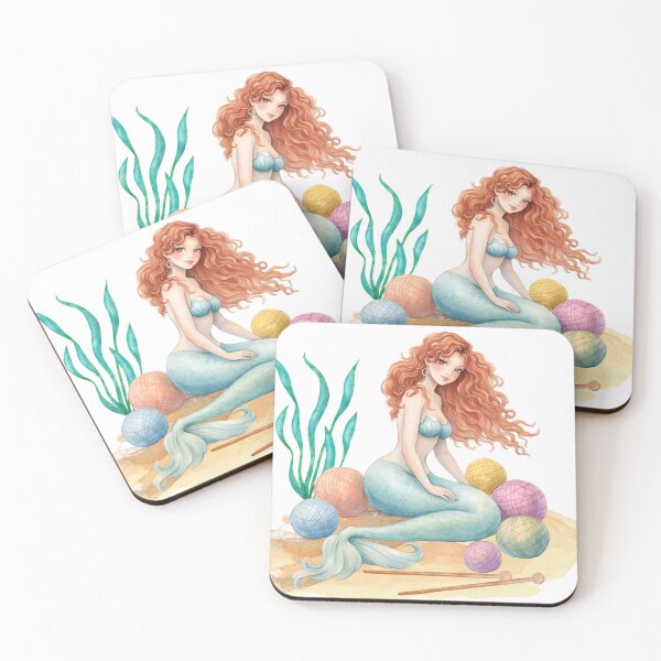 Item preview, Mermaid princess knitter knitting needles yarn crafts designed and sold by BigMRanch.