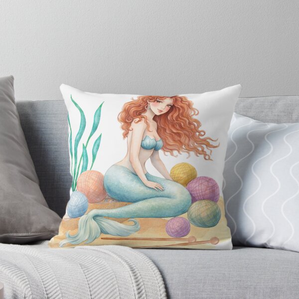 Item preview, Mermaid princess knitter knitting needles yarn crafts designed and sold by BigMRanch.