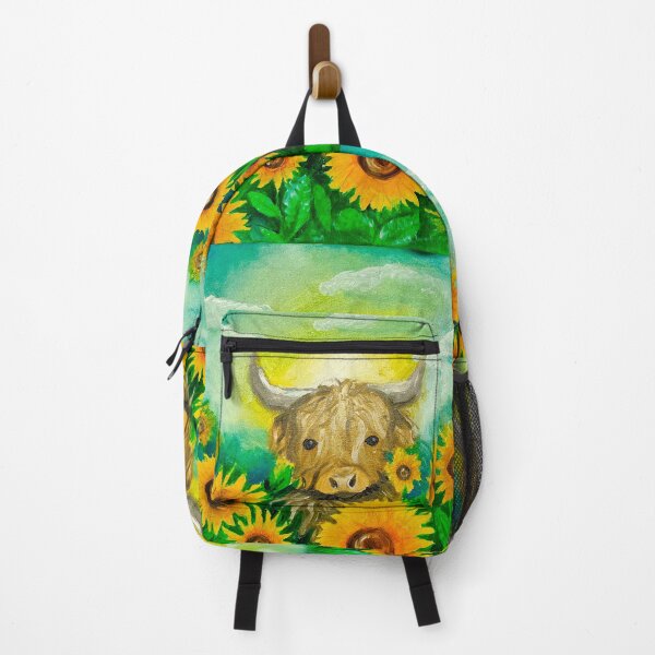 Item preview, Highland Cow in a Sunflower Field - Whimsical Folk Art Painting designed and sold by ZoyaBeauty.
