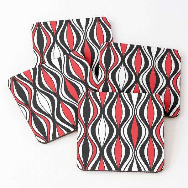 Item preview, Electric Rouge – Bold Red and Black Retro Wave Pattern designed and sold by Helmina Groper.