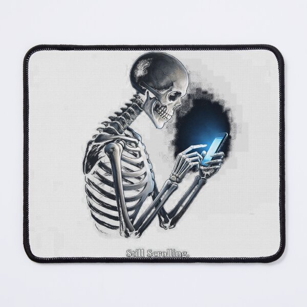 Item preview, Still Scrolling Skeleton – Dark Humor Phone Addiction Graphic, Existential Meme, Doomscrolling Art designed and sold by FunkyVista.