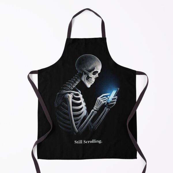 Item preview, Still Scrolling Skeleton – Dark Humor Phone Addiction Graphic, Existential Meme, Doomscrolling Art designed and sold by FunkyVista.