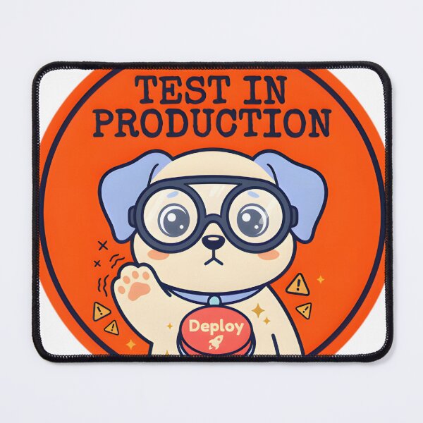 Item preview, Test in Production Developer Chaos Sticker designed and sold by PuddlePixels.