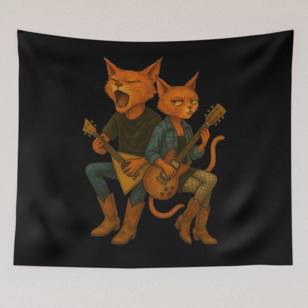 Item preview, Rock Cat Duo Illustration designed and sold by MoonfurStudio.