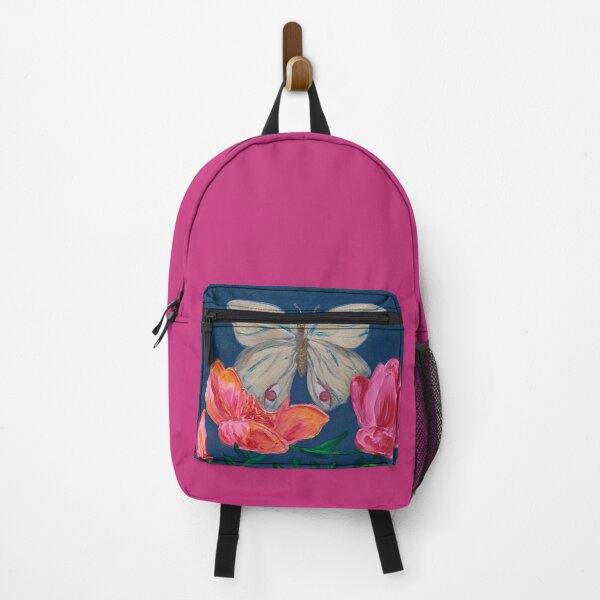 Item preview, Butterfly with Painted Eyes Above Pink Flowers designed and sold by Agnieszka Gajewska art.