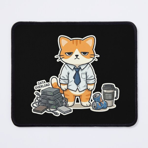 Item preview, Data Overload IT Cat - Tired SysAdmin & Database Engineer Humor designed and sold by anandariki.