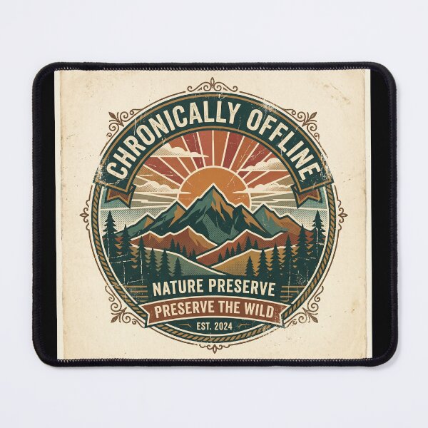 Item preview, Chronically Offline Vintage Mountain Badge designed and sold by ryanguas.