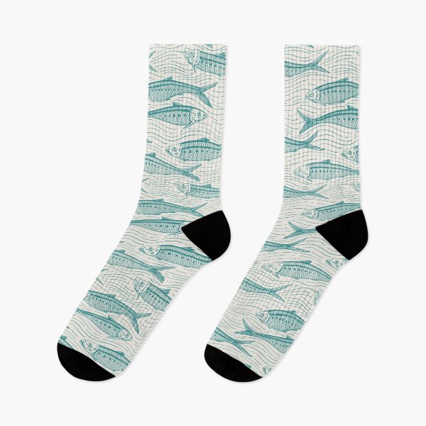 Item preview, Modern Nautical - Sardines in Motion/ Teal and Warm White designed and sold by Katerina Mitkova Kirilova.