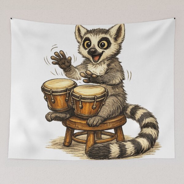 Item preview, Happy Lemur Bongos Player designed and sold by photoparadise22.