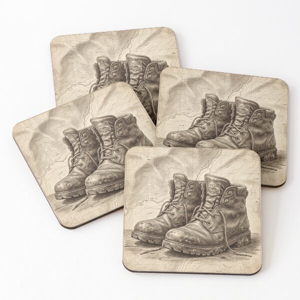 Item preview, Worn Leather Hiking Boots Topographical Map designed and sold by ryanguas.