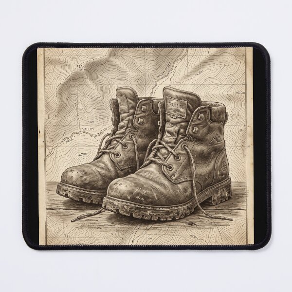 Item preview, Worn Leather Hiking Boots Topographical Map designed and sold by ryanguas.