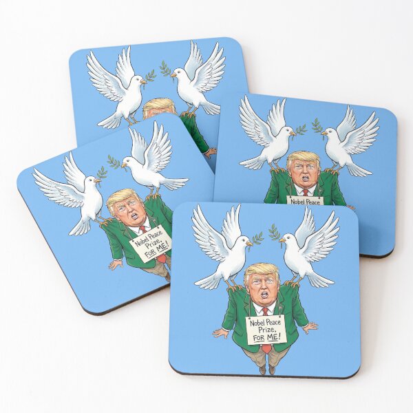 Item preview, A caricature of Donald Trump imploring the Nobel Peace Prize! designed and sold by Alan-David.
