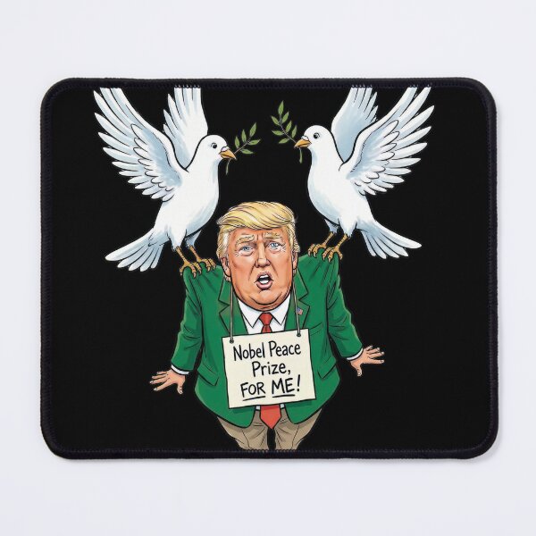 Item preview, A caricature of Donald Trump imploring the Nobel Peace Prize! designed and sold by Alan-David.